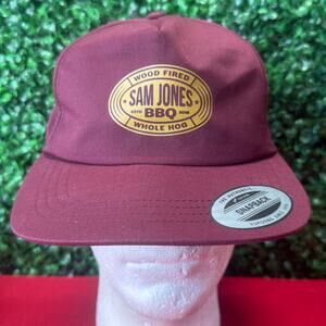 Sam Jones BBQ Whole Hog Wood Fired Adult Snapback Hat Yupoong Baseball Cap